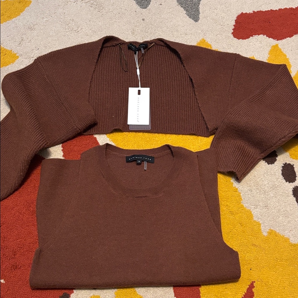 Endless rose -Brown Sleeveless Knit Top and shrug NWT